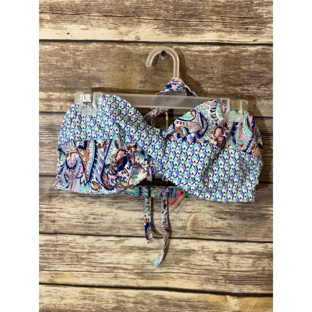 Victoria's Secret The Knockout Bandeau Bikini Top Paisley Blue Purple 34D